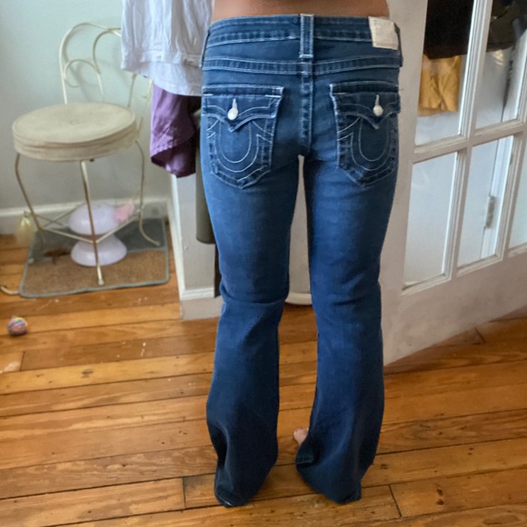 Vintage 28W Rhinestone Y2K True Religion Boot Leg Flares - Picture 4 of 5